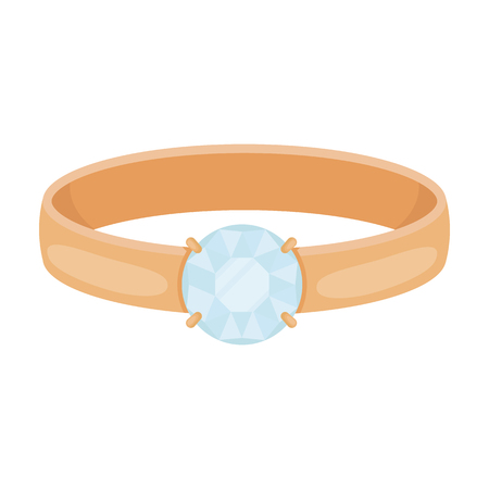 Ring with diamond icon in cartoon style isolated on white background. Jewelry and accessories symbol vector illustration.のイラスト素材