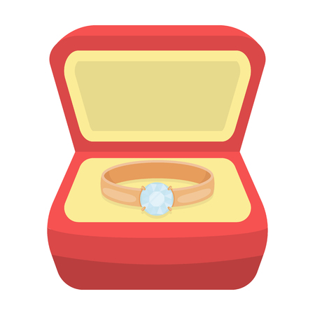 Ring in box icon in cartoon style isolated on white background. Jewelry and accessories symbol vector illustration.のイラスト素材