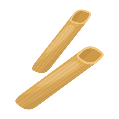 Penne rigate pasta icon in cartoon style isolated on white background. Types of pasta symbol vector illustration.のイラスト素材