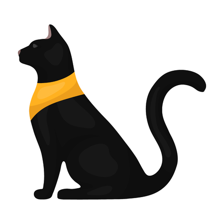 Cat goddess Bastet icon in cartoon style isolated on white background. Ancient Egypt symbol vector illustration.のイラスト素材