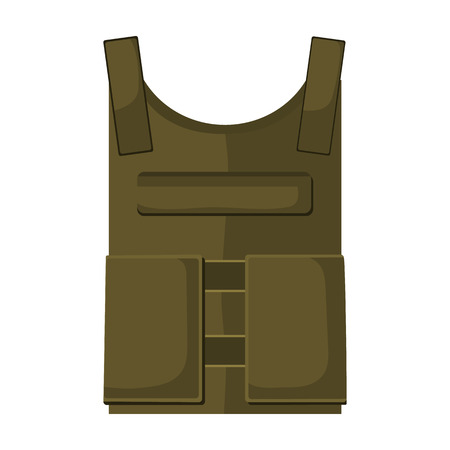 Army bulletproof vest icon in cartoon style isolated on white background. Military and army symbol vector illustrationのイラスト素材