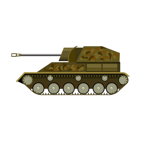 Military tank icon in cartoon style isolated on white background. Military and army symbol vector illustrationのイラスト素材
