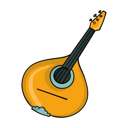 Italian mandolin icon in cartoon style isolated on white background. Italy country symbol vector illustration.のイラスト素材