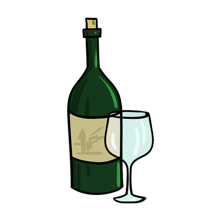 Italian wine from Italy icon in cartoon style isolated on white background. Italy country symbol vector illustration.のイラスト素材