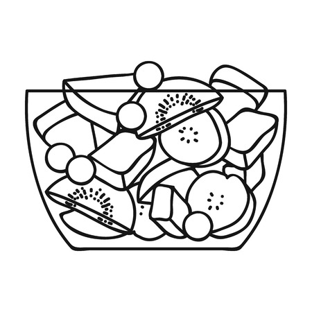 Fruit salad icon in outline style isolated on white background. Sport and fitness symbol illustration.のイラスト素材