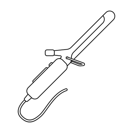 Hair iron icon in outline style isolated on white background. Hairdressery symbol vector illustration.のイラスト素材