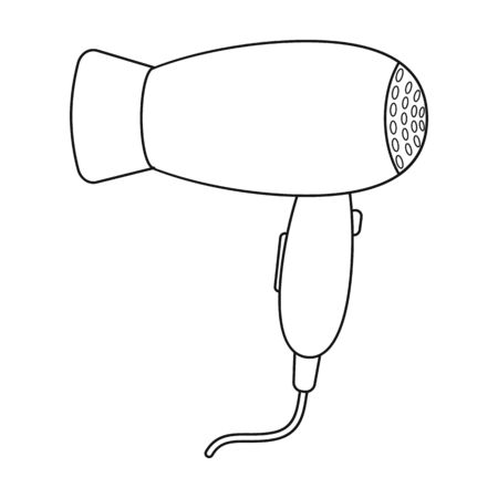 Hair dryer icon in outline style isolated on white background. Hairdressery symbol vector illustration.のイラスト素材
