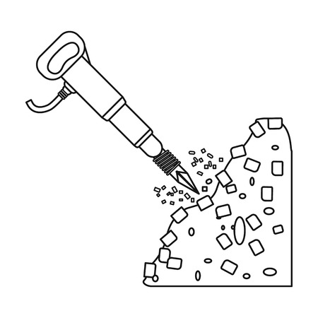 Jackhammer icon in outline style isolated on white background. Mine symbol vector illustration.のイラスト素材