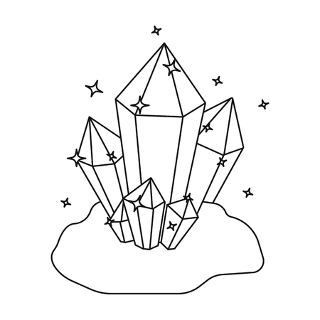 Crystals icon in outline style isolated on white background. Mine symbol vector illustration.のイラスト素材