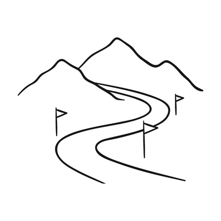 Ski track icon in outline style isolated on white background. Ski resort symbol vector illustration.のイラスト素材