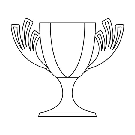 Trophy icon in outline style isolated on white background. Winner cup symbol vector illustration.のイラスト素材