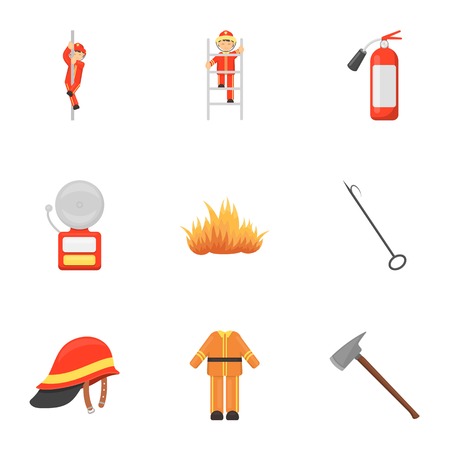 Fire department set icons in cartoon style. Big collection of fire department vector symbol stockのイラスト素材