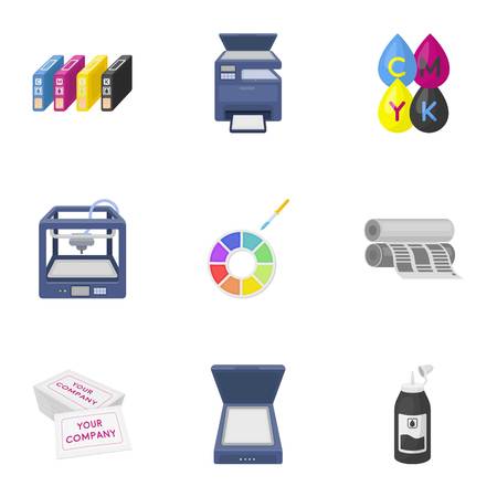 Typography set icons in cartoon style. Big collection of typography vector symbol stockのイラスト素材