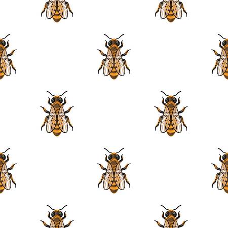 Bee on the flower icon in pattern style isolated on white background. Apiary symbol vector illustrationのイラスト素材