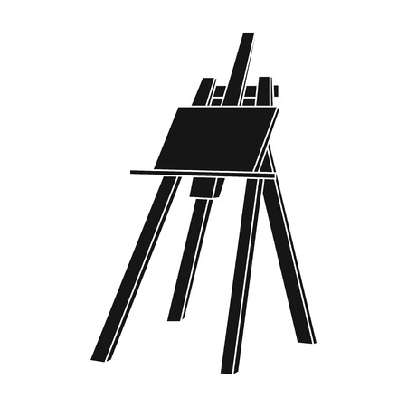 Easel with masterpiece icon in black style isolated on white background. Artist and drawing symbol vector illustration.のイラスト素材