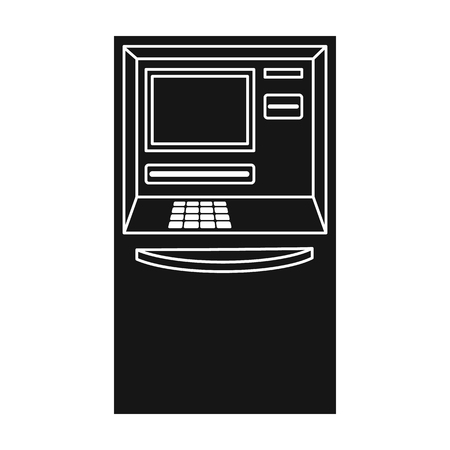 ATM icon in black style isolated on white background. Money and finance symbol vector illustration.のイラスト素材
