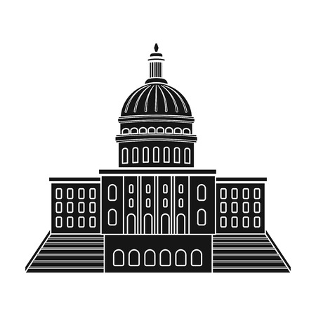 United States Capitol icon in black style isolated on white background. USA country symbol vector illustration.のイラスト素材
