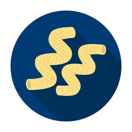 Cavatappi pasta icon in flat style isolated on white background. Types of pasta symbol vector illustration.のイラスト素材