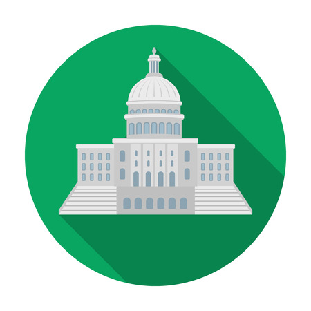 United States Capitol icon in flat style isolated on white background. USA country symbol vector illustration.のイラスト素材
