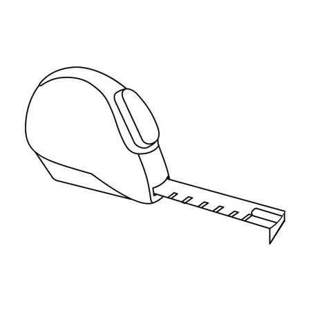 Tape measure icon in outline style isolated on white background. Build and repair symbol vector illustration.のイラスト素材