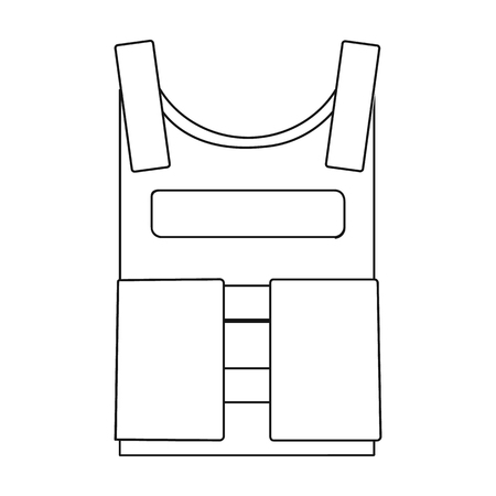 Army bulletproof vest icon in outline style isolated on white background. Military and army symbol vector illustrationのイラスト素材