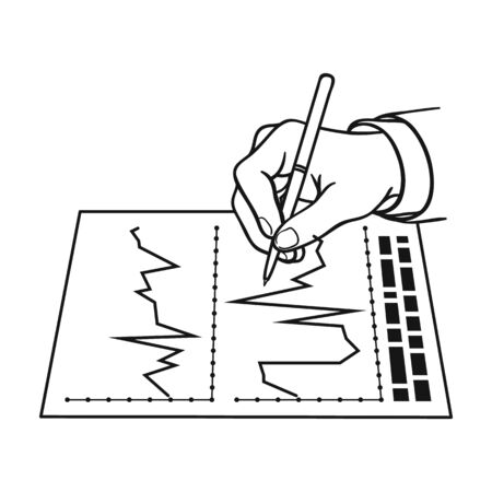 Financial graphic icon in outline style isolated on white background. Money and finance symbol vector illustration.のイラスト素材