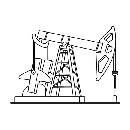 Oil pumpjack icon in outline style isolated on white background. Oil industry symbol vector illustration.のイラスト素材