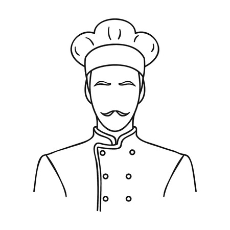 Restaurant chef icon in outline style isolated on white background. Restaurant symbol vector illustration.のイラスト素材