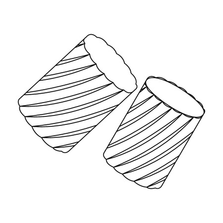 Ditalini pasta icon in outline style isolated on white background. Types of pasta symbol vector illustration.のイラスト素材