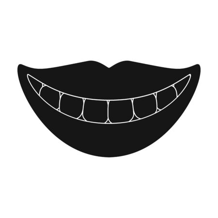 Smile with white teeth icon in black style isolated on white background. Dental care symbol vector illustration.sのイラスト素材