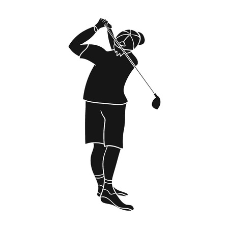 Golfer after kick icon in black style isolated on white background. Golf club symbol vector illustration.のイラスト素材