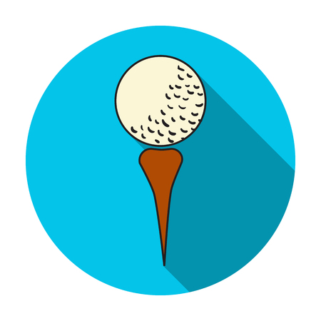 Golf ball on tee icon in flat style isolated on white background. Golf club symbol vector illustration.のイラスト素材