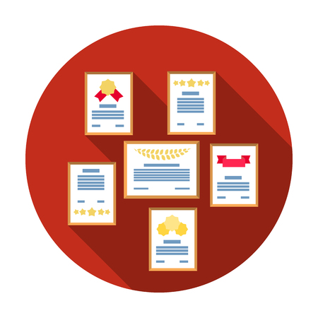 Wall of certificates icon in flat style isolated on white background. Office furniture and interior symbol vector illustration.のイラスト素材