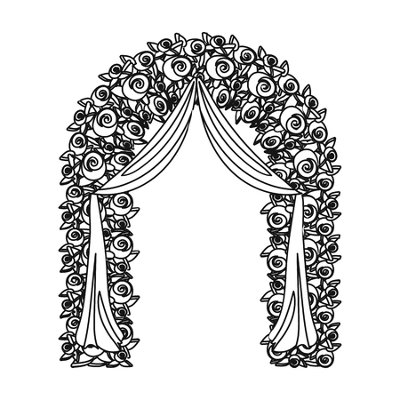 Floral wedding arch icon in outline style isolated on white background. Event service symbol vector illustration.のイラスト素材