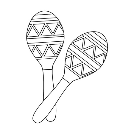 Mexican maracas icon in outline style isolated on white background. Mexico country symbol vector illustration.のイラスト素材