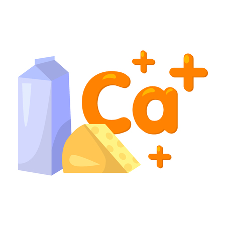 Sources of Calcium icon in cartoon style isolated on white background. Dental care symbol vector illustration.のイラスト素材