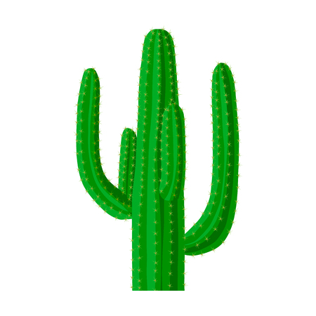 Mexican cactus icon in cartoon style isolated on white background. Mexico country symbol vector illustration.のイラスト素材