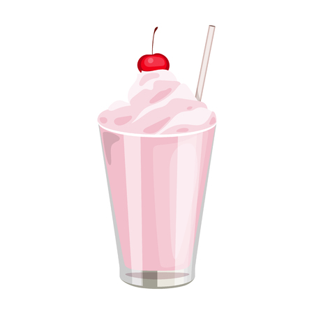 Milkshake With Cherry On The Top Icon In Cartoon Style Isolated On White Background Milk Product And Sweet Symbol Vector Illustration Tasmeemme Com