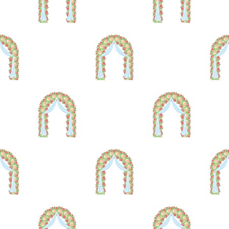 Floral wedding arch icon in cartoon style isolated on white background. Event service symbol vector illustration.のイラスト素材