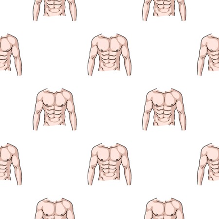 Muscular torso icon in cartoon style isolated on white background. Sport and fitness symbol vector illustration.のイラスト素材