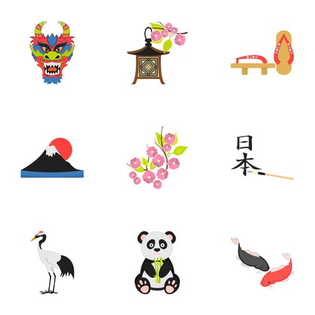 Japan set icons in cartoon style. Big collection of Japan vector symbol stockのイラスト素材