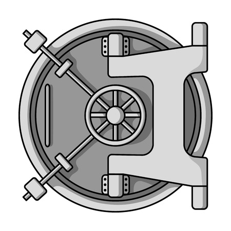 Bank vault icon in monochrome style isolated on white background. Money and finance symbol vector illustration.のイラスト素材