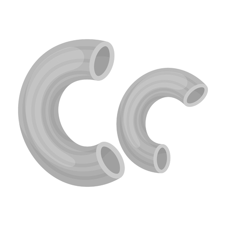 Chifferi pasta icon in monochrome style isolated on white background. Types of pasta symbol vector illustration.のイラスト素材