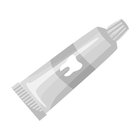 Tube of toothpaste icon in monochrome style isolated on white background. Dental care symbol vector illustration.のイラスト素材