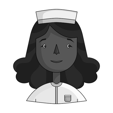 Nurse icon in monochrome style isolated on white background. People of different profession symbol vector illustration.のイラスト素材