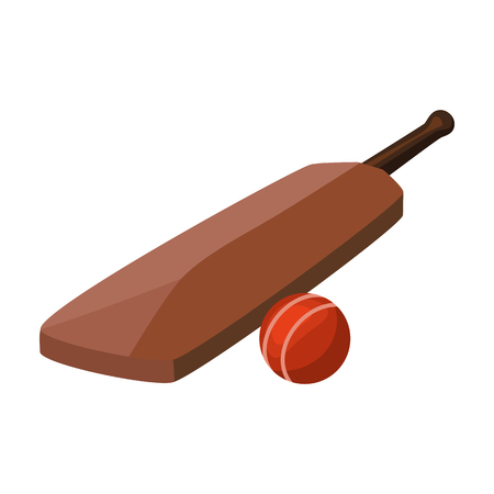 Cricket bat and ball icon in cartoon style isolated on white background. England country symbol vector illustration.のイラスト素材