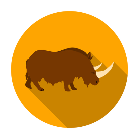 Woolly rhinoceros icon in flat style isolated on white background. Stone age symbol vector illustration.のイラスト素材