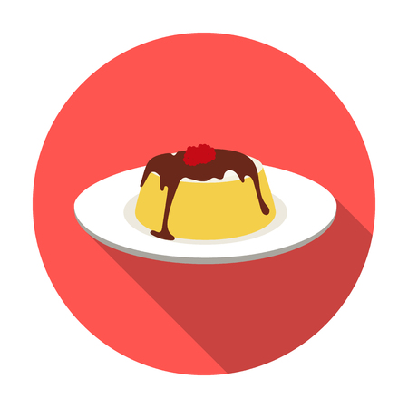 Panna cotta icon in flat style isolated on white background. Milk product and sweet symbol vector illustration.のイラスト素材