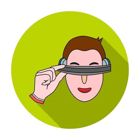 Player with virtual reality headflat icon in flat style isolated on white background. Virtual reality symbol stock vector illustration.のイラスト素材