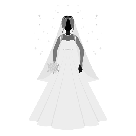 Bride icon in monochrome design isolated on white background. Bride symbol stock vector illustration.のイラスト素材